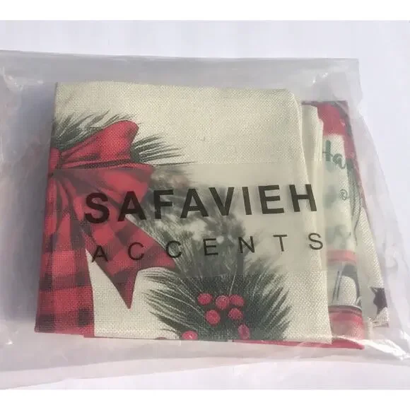 Set Of 4 Safavieh Accents Christmas Pillow Covers Wreath Truck Tree - Picture 5 of 5
